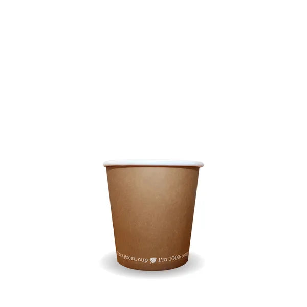 4oz Kraft BioCups - PLA Lined Single Wall Paper Cups for Hot & Cold Beverages, Compostable, Eco-Friendly, Ideal for Takeaway & Coffee