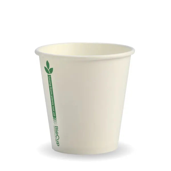 Eco-Friendly 230ml / 6oz (80mm) White Green Line BioCups – Sustainable, Compostable & Perfect for Hot Beverages