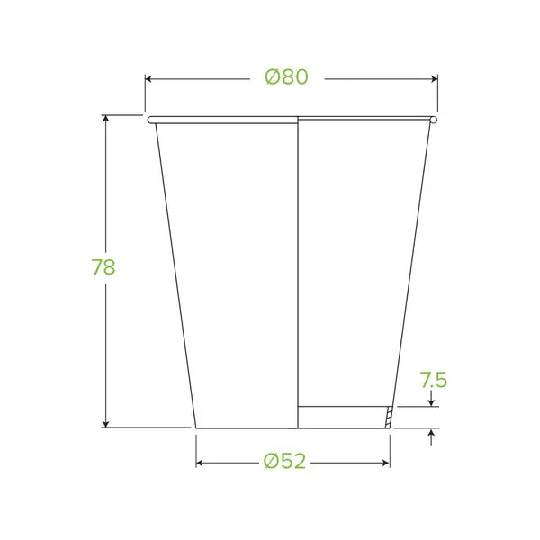 Eco-Friendly 230ml / 6oz (80mm) White Green Line BioCups – Sustainable, Compostable & Perfect for Hot Beverages