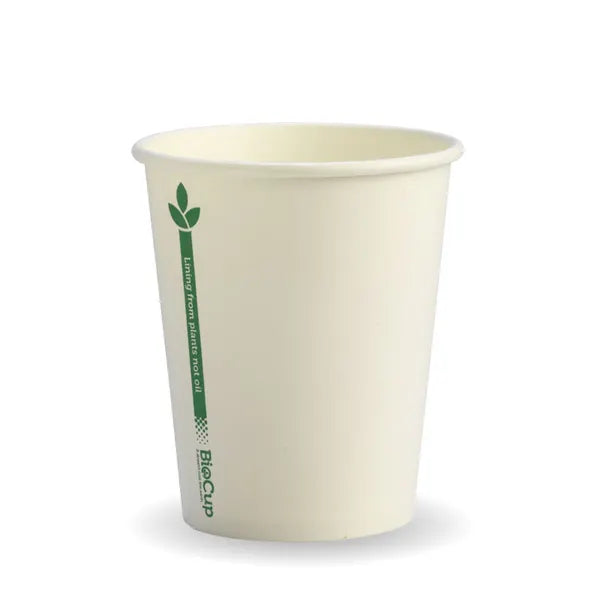 Eco-Friendly 280ml / 8oz (80mm) White Green Line BioCup – Compostable, Strong & Perfect for Hot or Cold Drinks