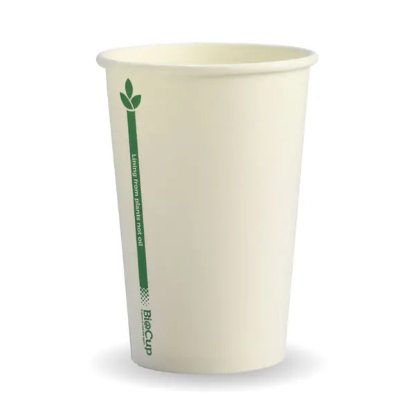 Eco-Friendly 320ml / 10oz (80mm) White Green Line BioCup – Compostable, Durable, and Ideal for Hot or Cold Drinks