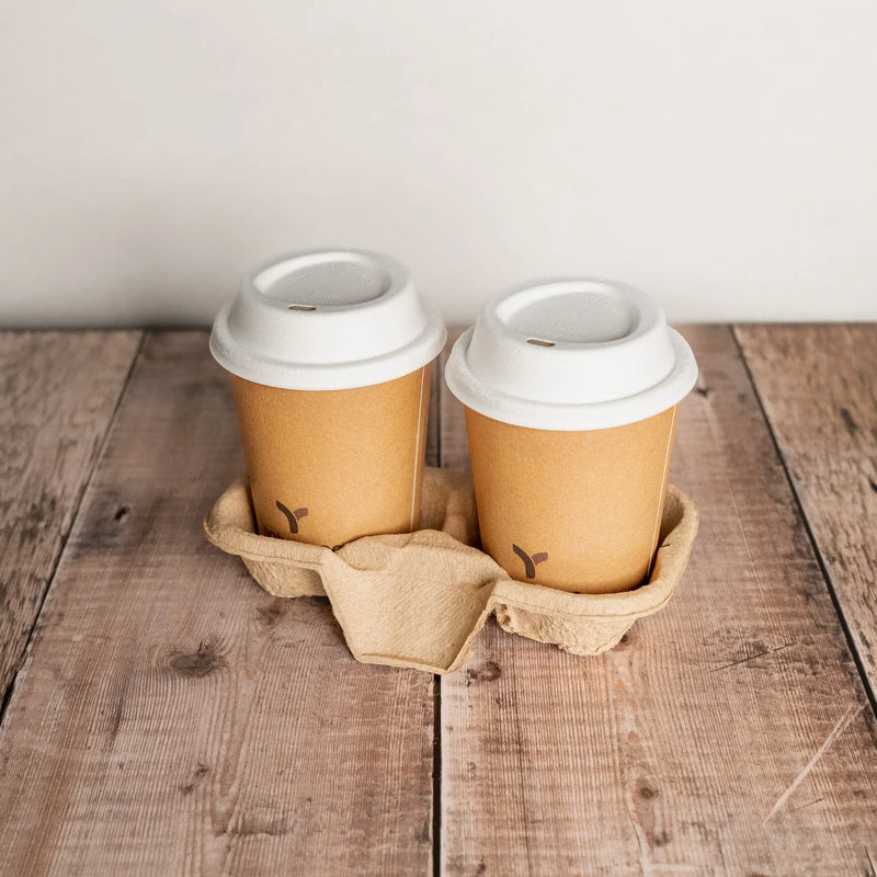 Recyclable and Compostable Moulded Pulp Fibre Cup Carrier