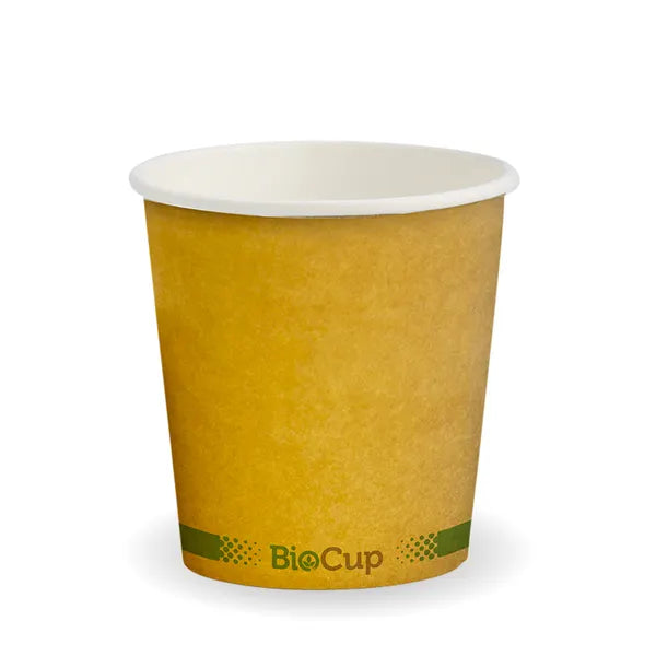 Eco-Friendly 120ml / 4oz (63mm) Kraft Green Stripe Coffee Single Wall Cup – Home Compostable, Leak-Resistant & Stylish