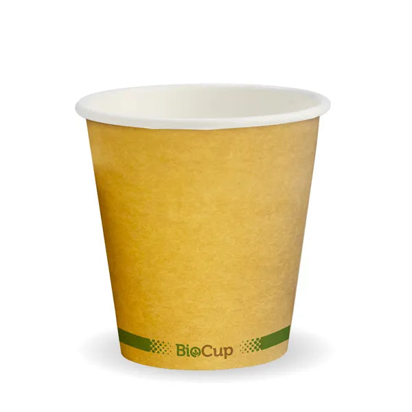 Eco-Friendly 230ml / 6oz (80mm) Kraft Green Stripe Single Wall BioCup – Home & Industrial Compostable, Hot & Cold Beverage Safe