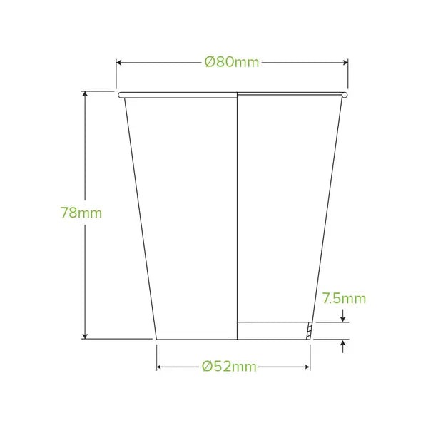 Eco-Friendly 230ml / 6oz (80mm) Kraft Green Stripe Single Wall BioCup – Home & Industrial Compostable, Hot & Cold Beverage Safe