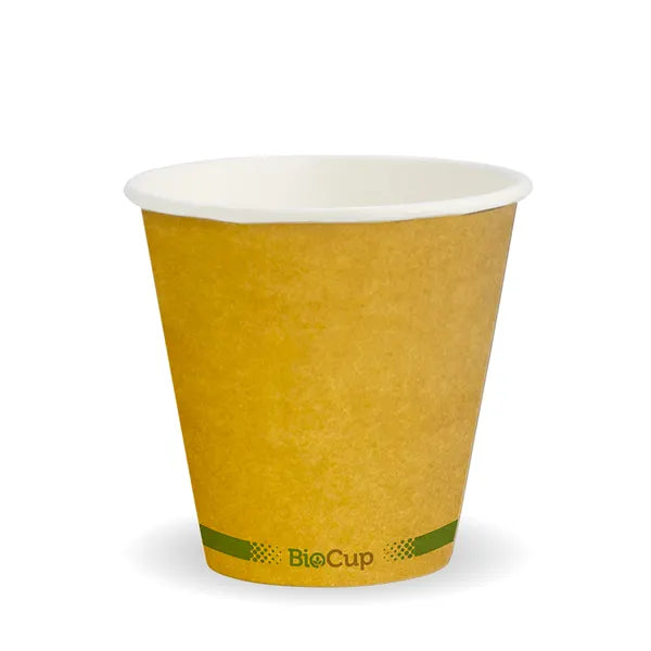 Eco-Friendly 280ml / 8oz (90mm) Kraft Green Stripe Single Wall BioCup – Compostable, FSC Certified, Hot & Cold Beverage Cup