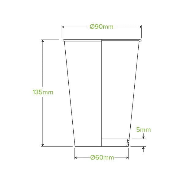 Eco-Friendly 510ml / 16oz (90mm) Kraft Green Stripe Single Wall BioCup – Compostable, FSC Certified, Hot & Cold Beverage Cup